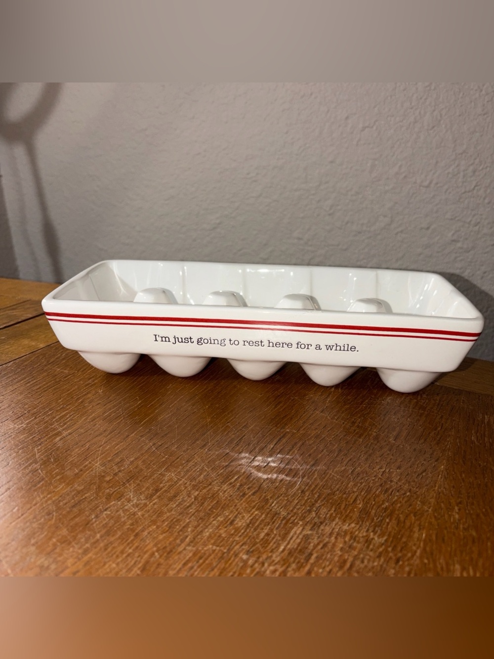 White Ceramic Egg Carton; Country Farmhouse Kitchen Decor Rustic